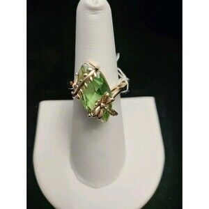 14 K GP LC Peridot Dragonfly Ring Size 6